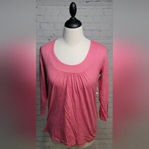 New York & Company Pink 3/4 Sleeve Round Neck Top Blouse Casual Comfort NWT Sz M